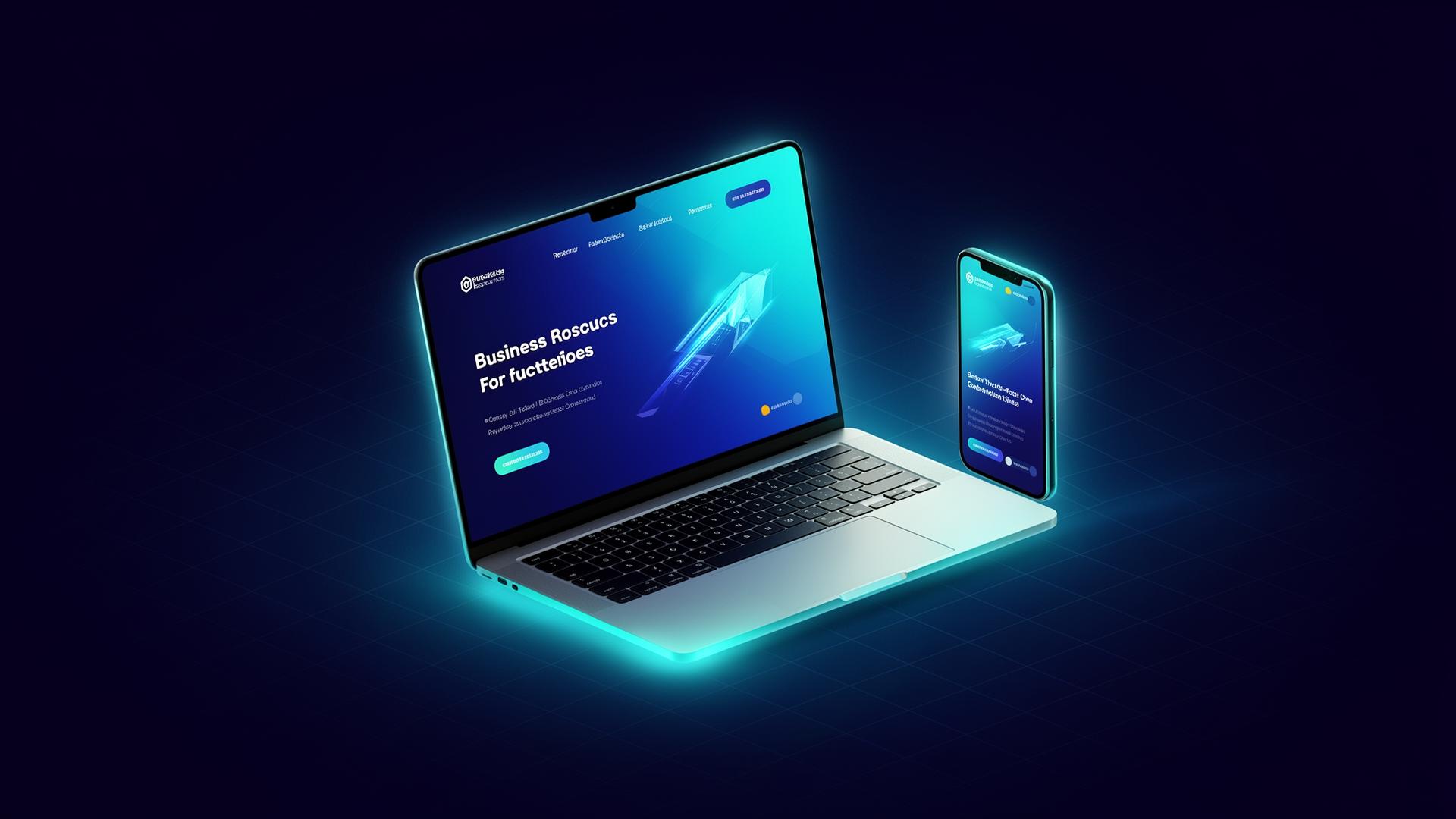 Modern website mockup on laptop and mobile
